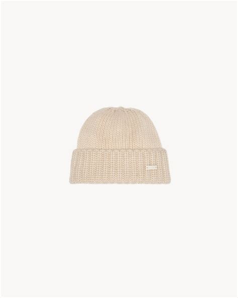 yves saint laurent beanie|KNITTED CUFFED BEANIE IN CASHMERE .